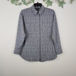 Athleta Women's Size M Braiden Textured Shirt Jacket Shacket Black White